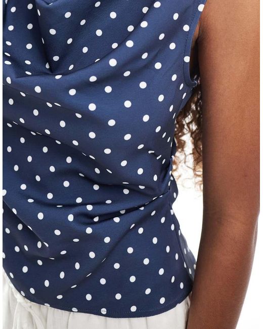 ASOS Blue Cowl Neck Drape Sleeveless Top