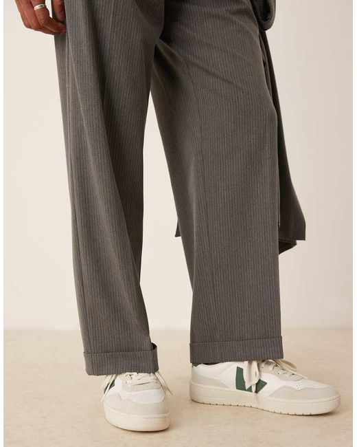ASOS Gray Wide Leg Suit Trousers for men