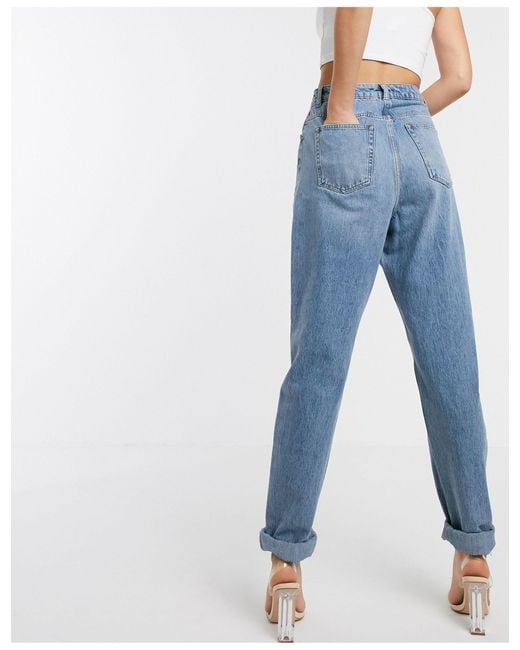 ASOS Denim Asos Design Tall High Rise 'slouchy' Mom Jeans in Blue - Lyst