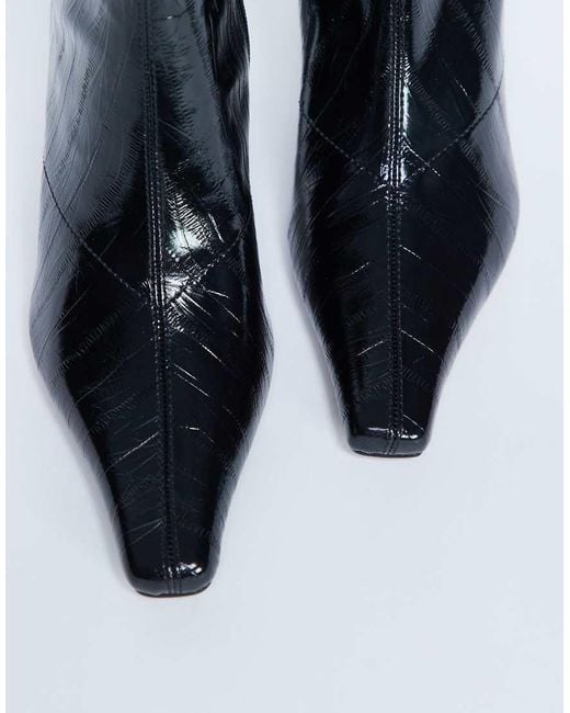 TOPSHOP Black Pearl Point Toe Ankle Boot