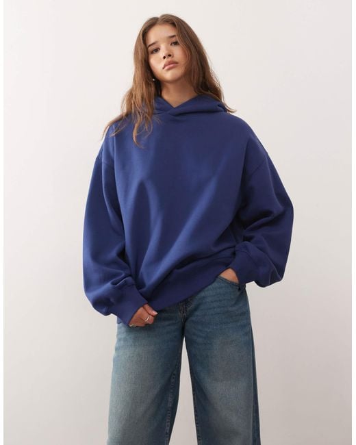 Weekday Blue Soft Heavy Oversized Hoodie