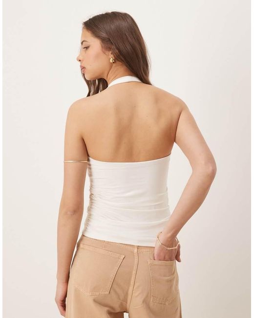 Abercrombie & Fitch Natural Square Halter Neck Sleeveless Top