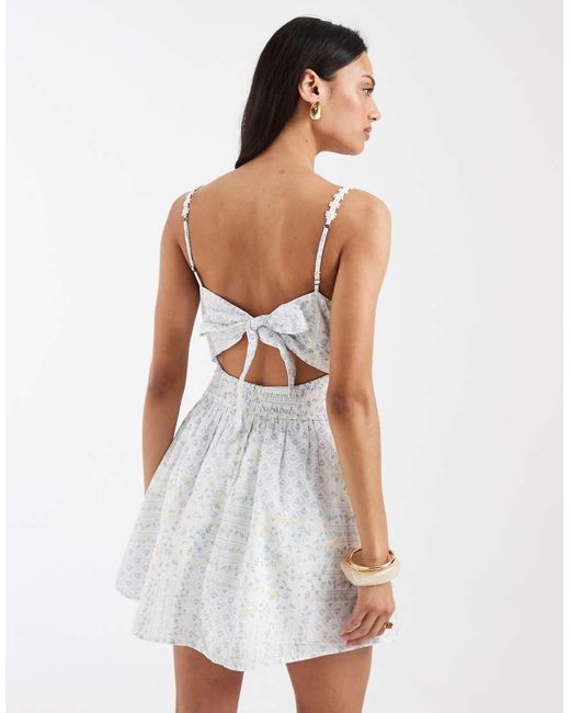 Hollister White V Neck Button Through Mini Dress