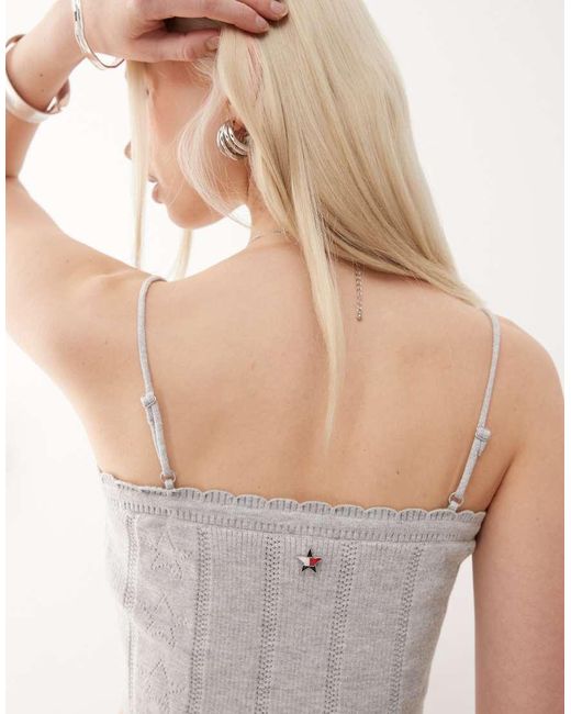 Tommy Hilfiger Gray Tommy Girl Pointelle Knitted Cami Top
