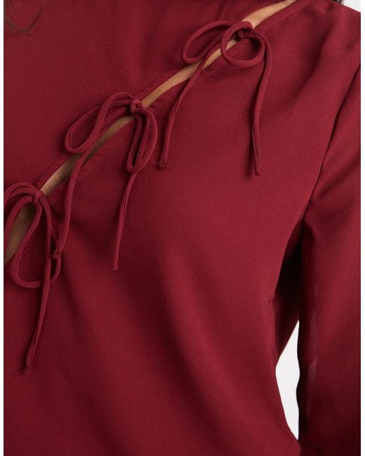 ONLY Red Asymmetric Tie Detail Top