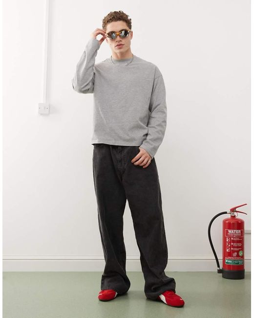 Weekday T-Shirt Met Lange Mouwen En Rechte Pasvorm in het Gray voor heren