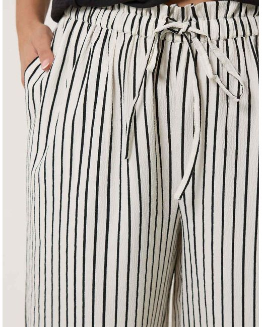 Yours Clothing White Stripe Paper Bag Waist Trousers