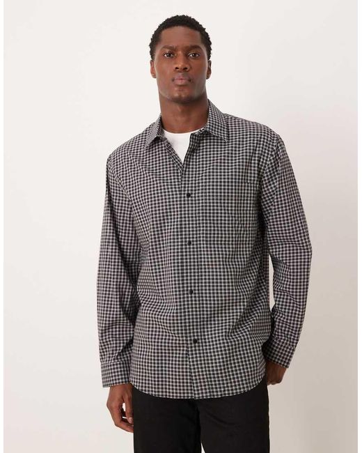 Mango Gray 100% Cotton Checked Shirt for men