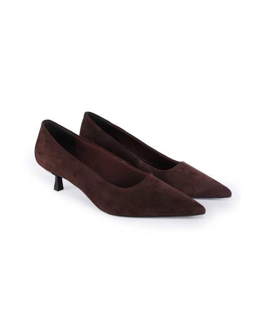 OFF THE HOOK Brown Tilly Suede Pointed Toe Kitten Heel Court Shoes
