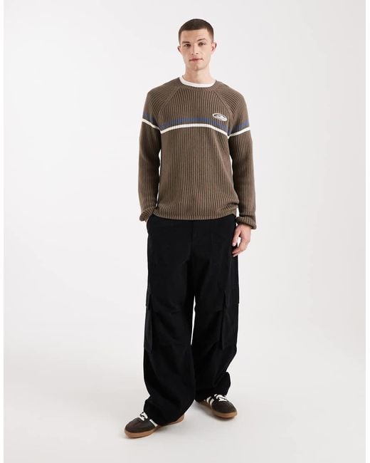 Hollister Brown Retro Knitted Crew Neck Jumper for men