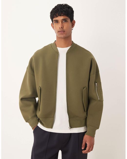 Bomber ma-1 ultra oversize en jersey épais imitation néoprène - kaki ASOS pour homme en coloris Green
