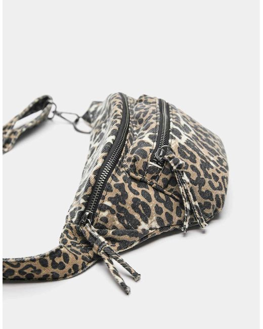 Pull&Bear Gray – gürteltasche mit leopardenmuster