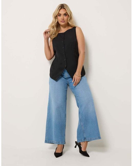 Yours Clothing Black Button Waistcoat