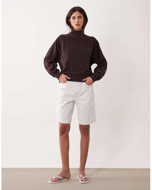ARKET Brown High Neck Sweatshirt With Deep Cuff