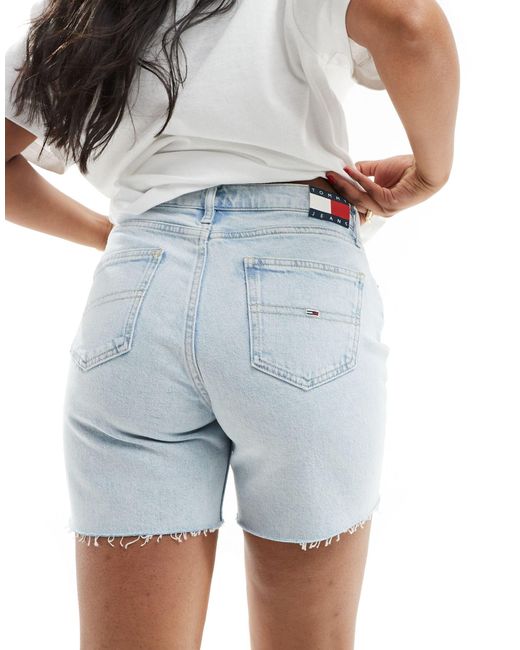 Maddie - pantaloncini di jeans a vita medio alta lavaggio chiaro di Tommy Hilfiger in White