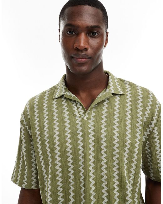ASOS Green Relaxed Polo With Revere Neck for men