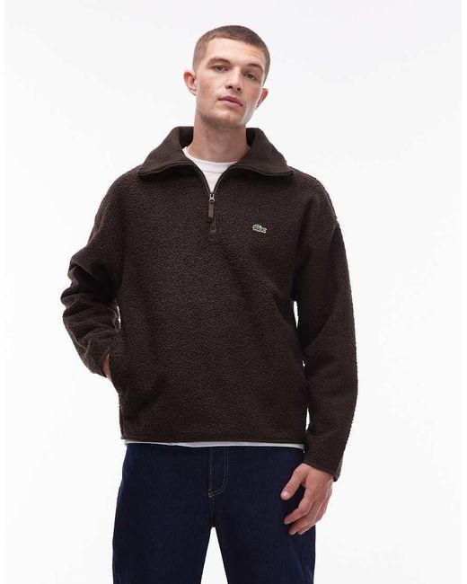 Pile Con Zip Corta di Lacoste in Black da Uomo