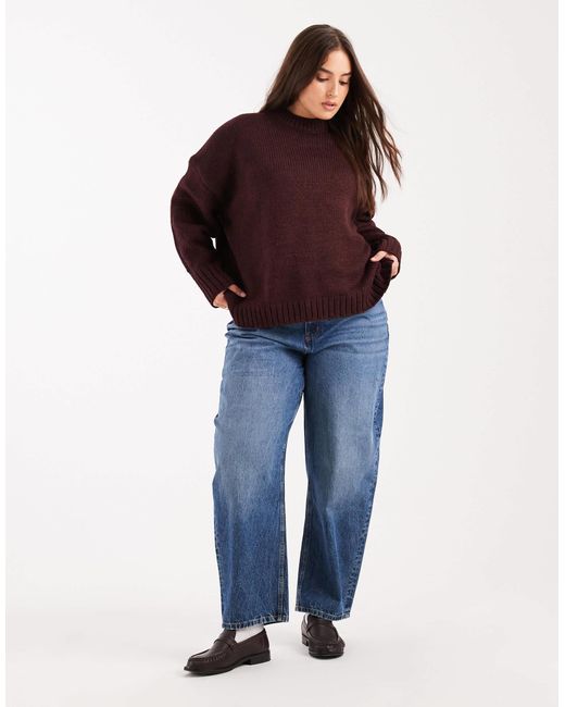 Asos design curve - pull oversize à col ras ASOS en coloris Brown