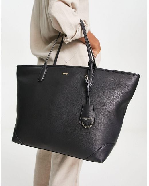 Paul Costelloe Leather Bag Tote in Black | Lyst