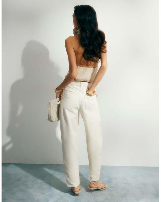 River Island White Cream Barrel Leg Jeans