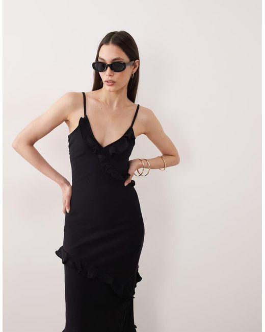 esmé studios Blue Esmee Strappy Maxi Beach Dress With Ruffle Detail