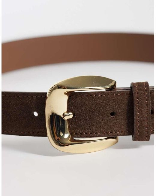 Mango Brown Faux Suede Classic Belt