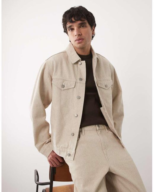 ASOS Natural Regular Trucker Denim Jacket for men