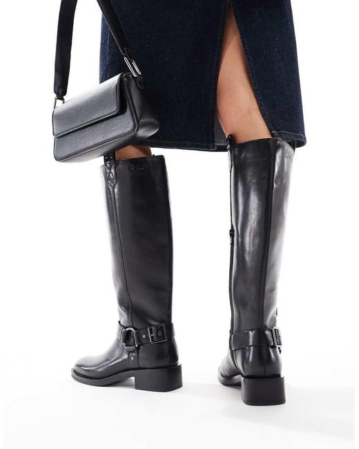 OFF THE HOOK Blue 'Adderstone' Block Heel Knee High Leather Boots