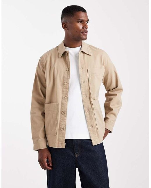 Only & Sons Natural Overshirt With Wide Pockets for men