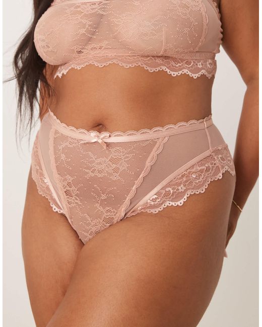 ASOS Brown Asos design curve – ivy – brasilianischer slip aus durchgängiger spitze