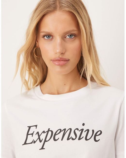 ASOS White Relaxed Baby Tee With Expensive Slogan