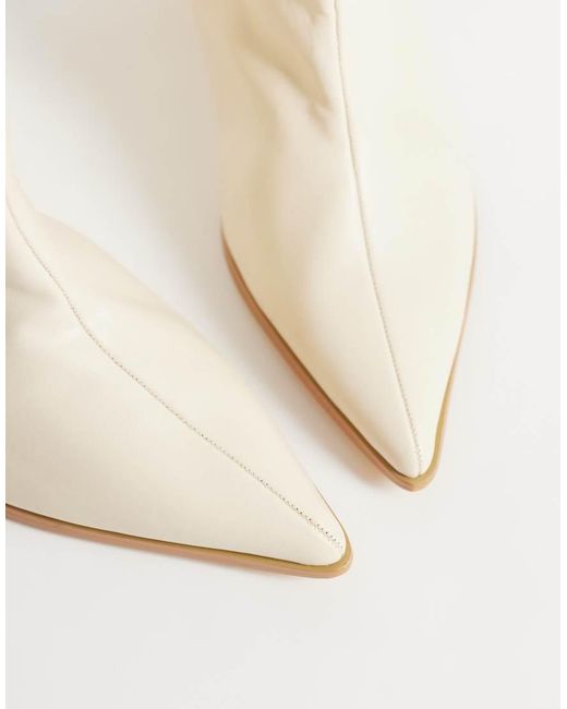 Public Desire White Lola Kitten Heel Knee Boots