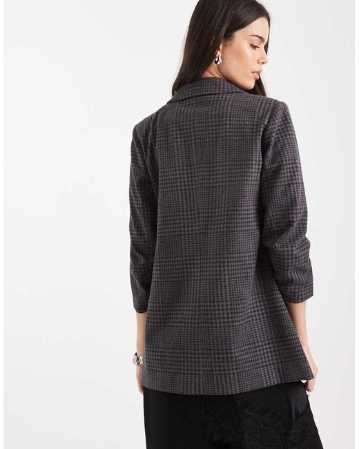 Vero Moda Black Oversized Texture Ruched Sleeve Blazer