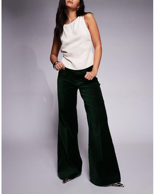 GOOD AMERICAN Black Good Waist Velvet Palazzo Trousers