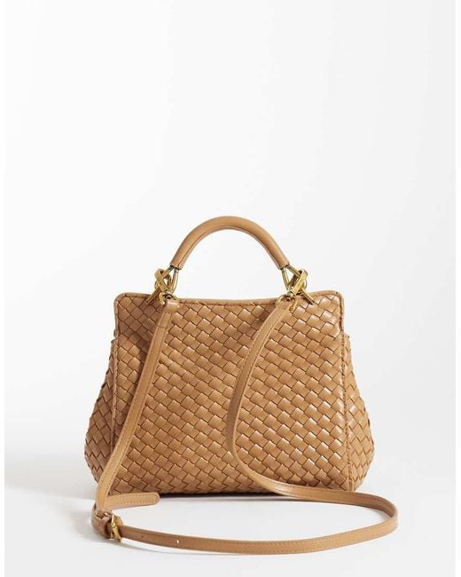 JW PEI Metallic Lucia Classic Top Handle Woven Bag