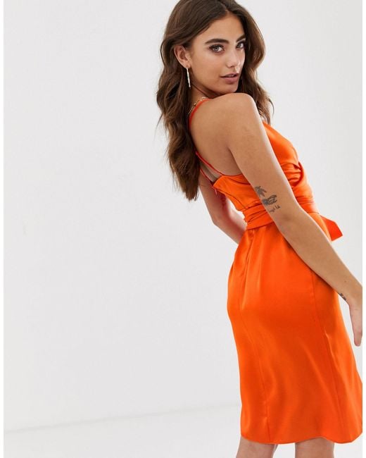 asos orange midi dress