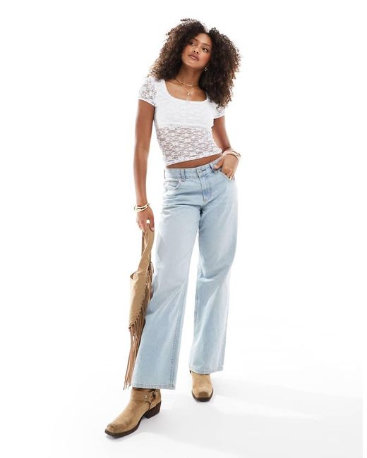 Top Bianco Con Maniche Ad Aletta di Miss Selfridge in White