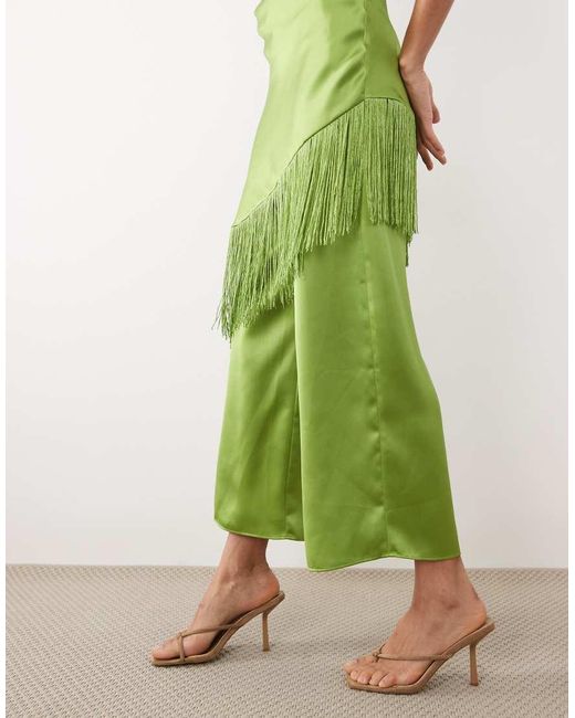 Mango Green Dylan Satin Straight Leg Trouser Co-ord