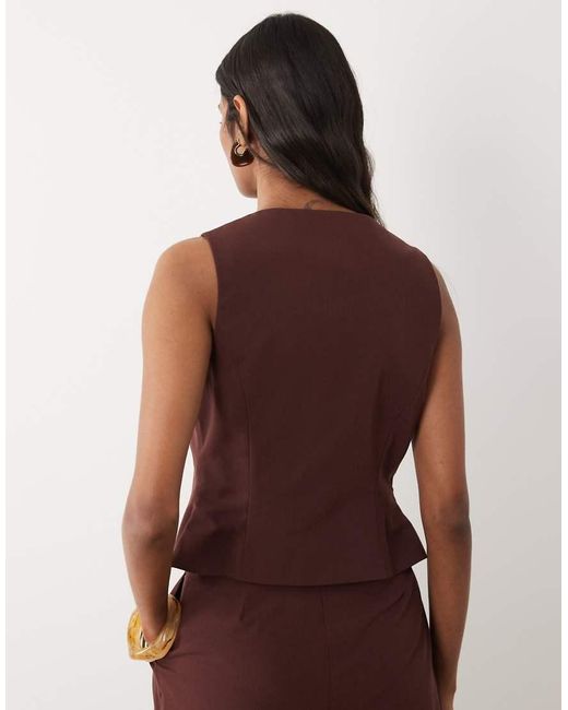 Miss Selfridge Brown Tailored Tie Front Top