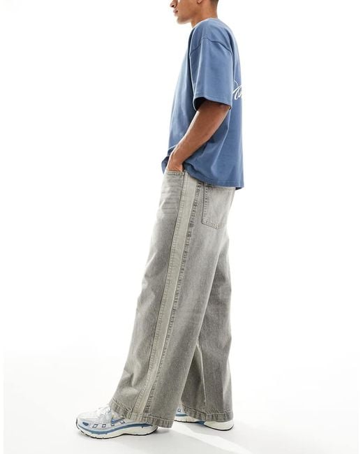 ASOS Superbaggy Jeans Met Inzetstukken En Grijze Wassing in het Blue voor heren