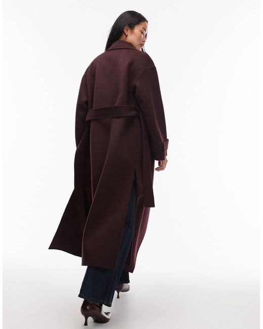 ARKET Blue Wool Maxi Belted Trench Coat With Side Splits