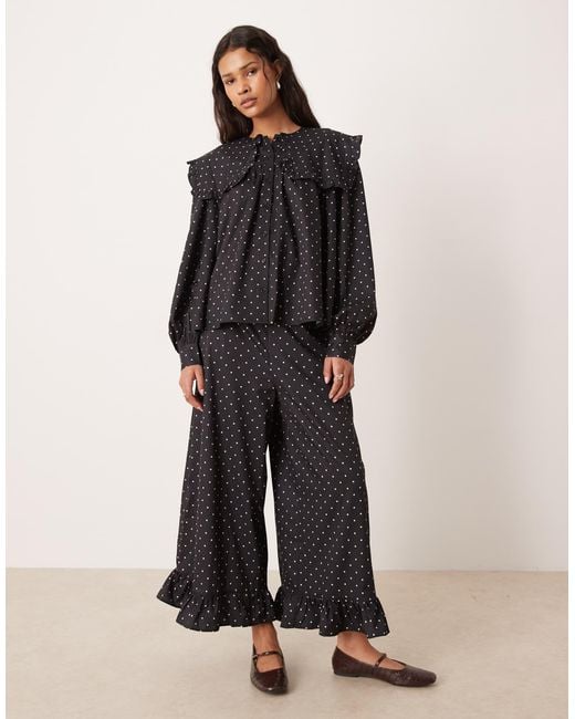Glamorous Black Oversized Ruffle Blouse