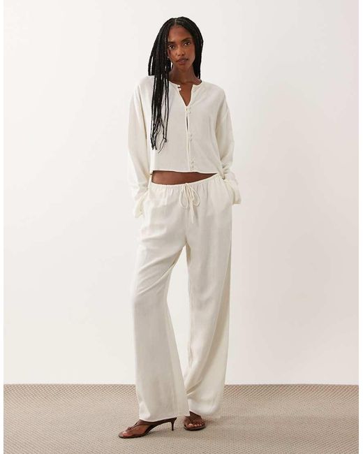 ASOS White Linen Blend Mandarin Style Blouse Co Ord