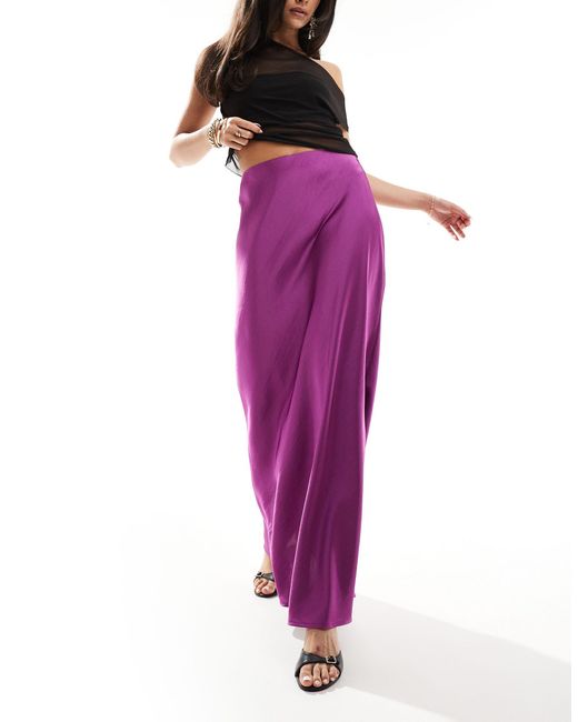 Something New Purple X Centi Nadir Satin Bias Maxi Skirt