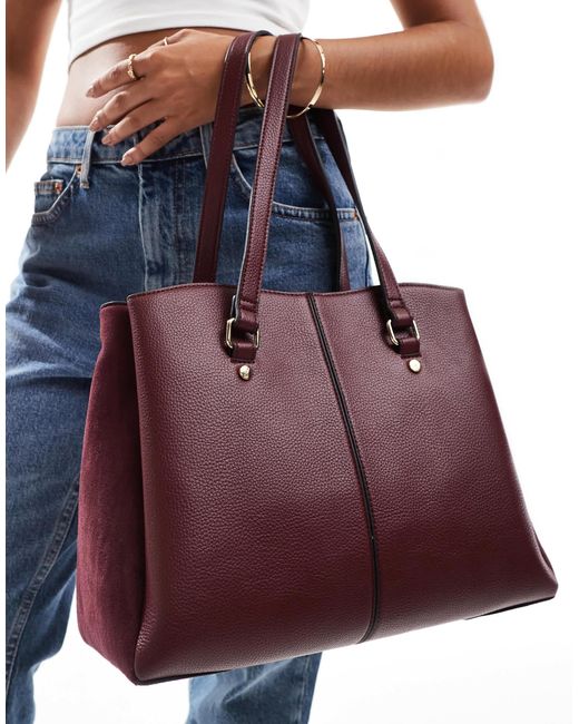 Accessorize Purple Shoulder Bag With Suede Detail