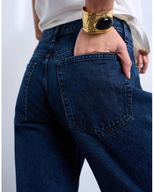 TOPSHOP Blue Runway Mid Rise Straight Jean