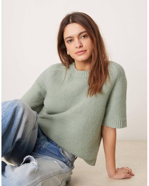 Top en maille à col v Abercrombie & Fitch en coloris Green