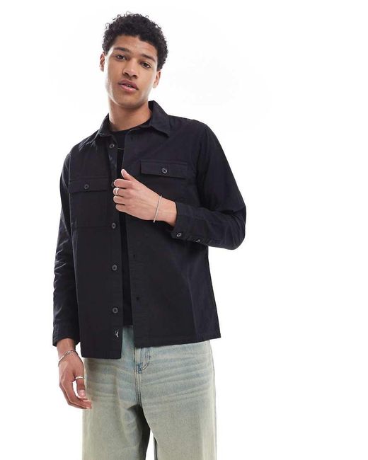 Threadbare Blue Lightweight Cotton Overshirt for men