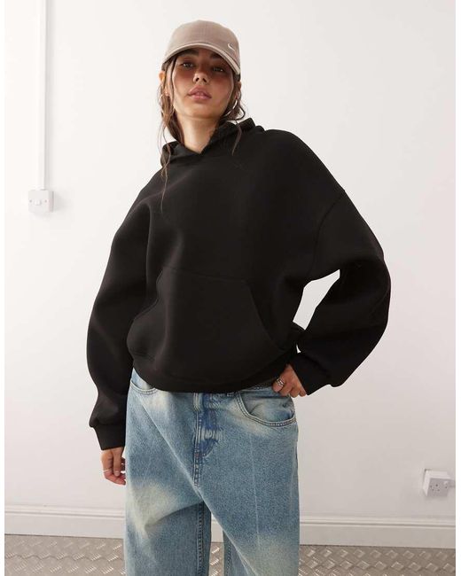 Weekday Oversized Hoodie Van Stof in het Black