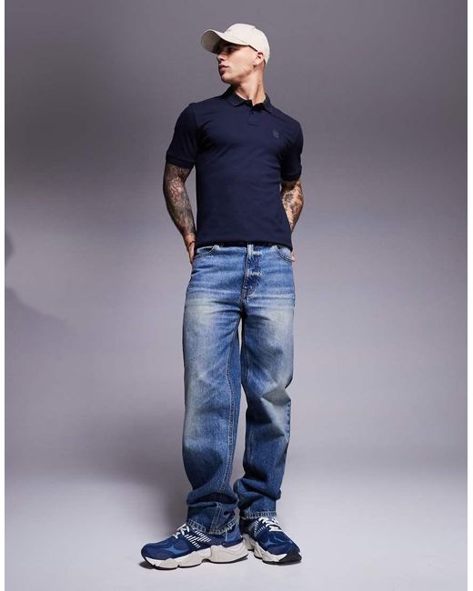 Boss Blue Passenger Tonal Logo Pique Polo Slim Fit for men